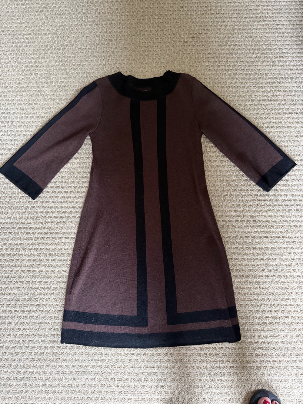 Calvin Klein Brown Shift Dress with Black Trim